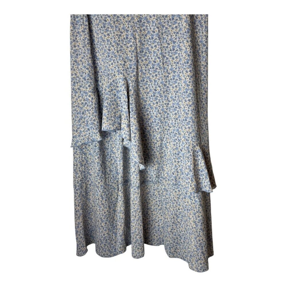 BTFBM Skirt Women XL Blue Floral‎ Print Asymmetric Ruffle Hem Boho Maxi NWT - Picture 7 of 11